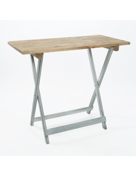 Mesa velador de madera plegable rústica 120x60