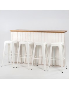 Pack Mostrador Madera + Cuatro Taburetes