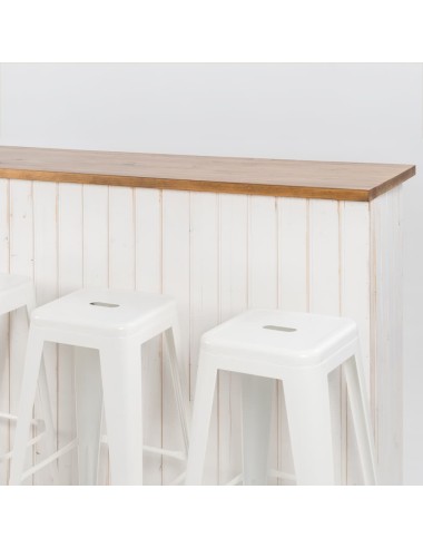 Pack Mostrador Madera + Cuatro Taburetes