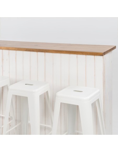 Pack Mostrador Madera + Cuatro Taburetes