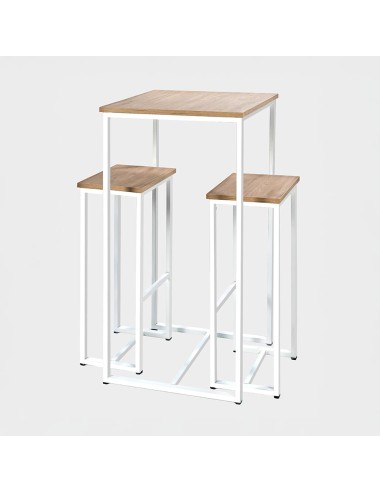 Mesa Alta Troya con 2 Taburetes color Blanco