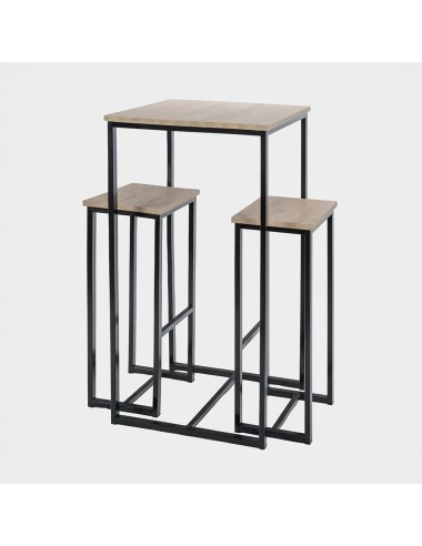 Mesa Alta Troya com 2 Bancos cor Preto