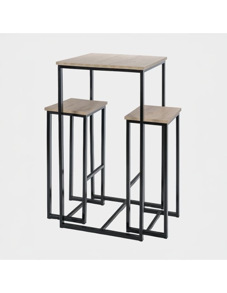 Mesa Alta Troya con 2 Taburetes Color Negro