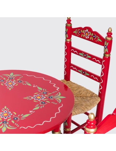 Pack de Mesa y cuatro Sillas Sevillanas Rojo