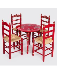 Pack de Mesa y cuatro Sillas Sevillanas Rojo