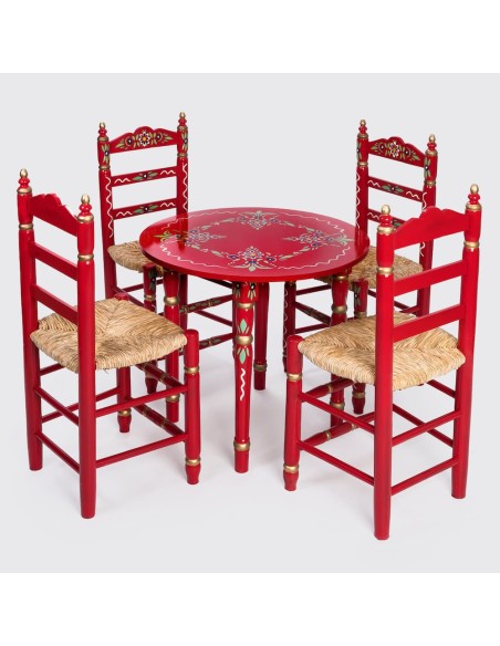 Pack de Mesa y cuatro Sillas Sevillanas Rojo