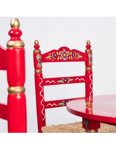 Pack de Mesa y cuatro Sillas Sevillanas Rojo 2