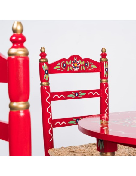 Pack de Mesa y cuatro Sillas Sevillanas Rojo