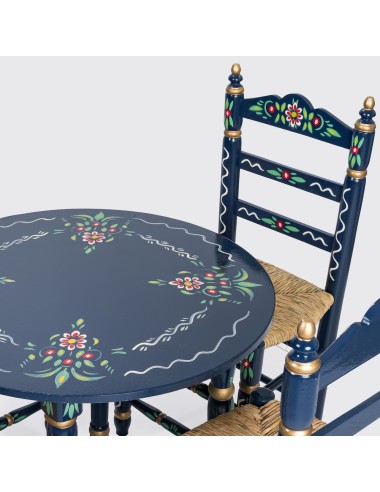 Pack de Mesa e quatro Cadeiras Sevilhanas azuis