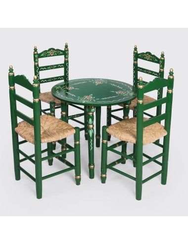 Pack de mesa e quatro cadeiras verde Sevillanas