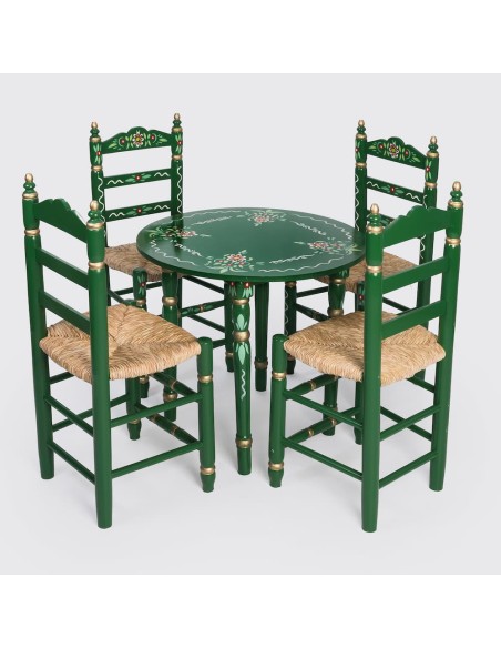 Pack de Mesa y Cuatro Sillas Sevillanas verde