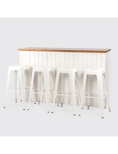 Pack Mostrador Madera + Cuatro Taburetes