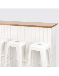 Pacote de balcão de madeira + quatro banquetas 2