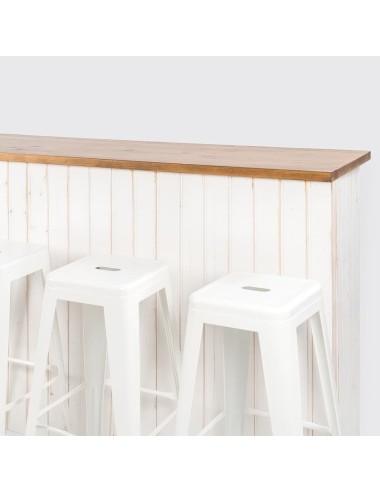 Pack Mostrador Madera + Cuatro Taburetes