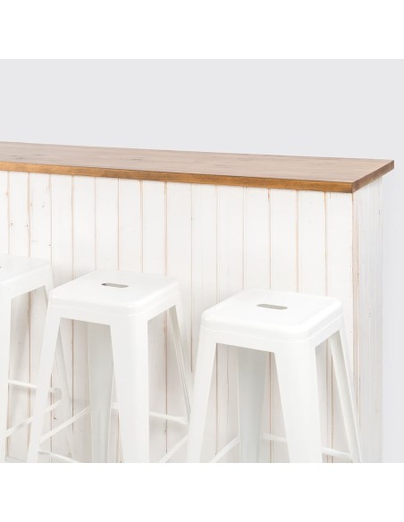 Pack Mostrador Madera + Cuatro Taburetes
