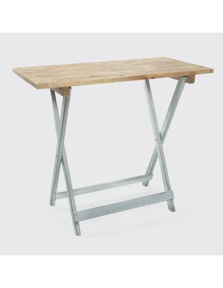 Mesa velador de madera plegable rústica 120x60