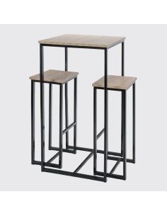 Mesa Alta Troya com 2 Bancos cor Preto