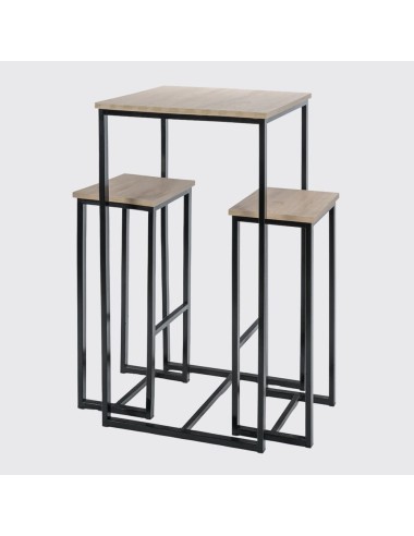 Mesa Alta Troya com 2 Bancos cor Preto