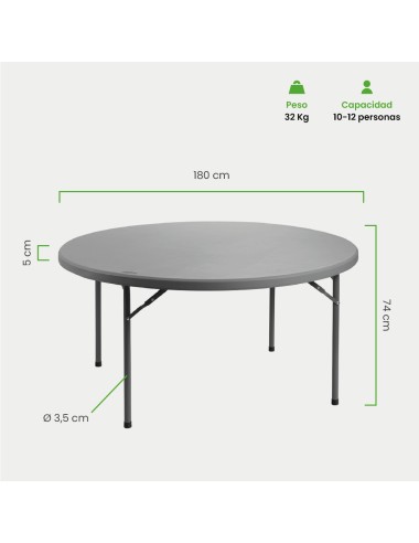 Mesa Redonda 180x74 cm