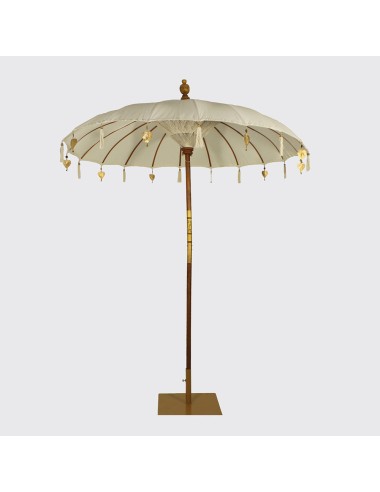 Sombrilla Balinesa en Tela y Madera con Base