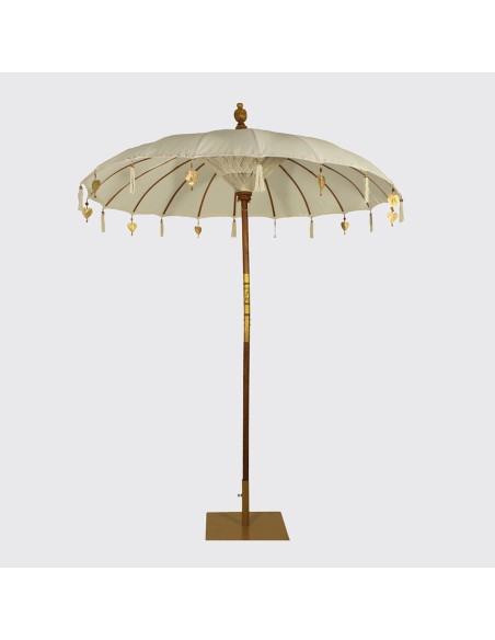 Sombrilla Balinesa en Tela y Madera con Base