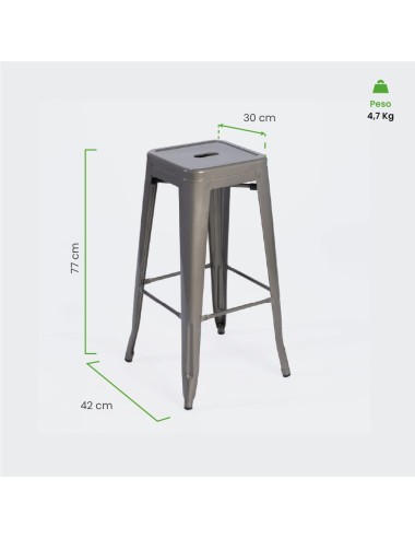 Taburete Tolix Plata