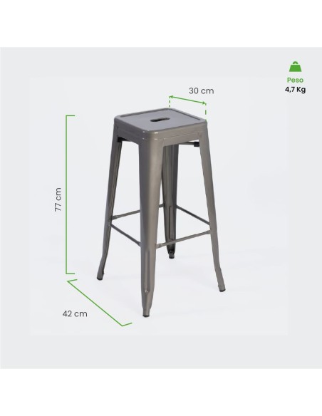 Taburete Tolix Plata