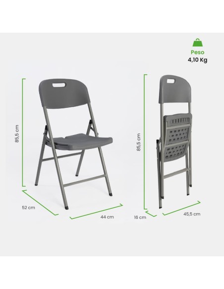 Silla Plegable de Plástico Gris