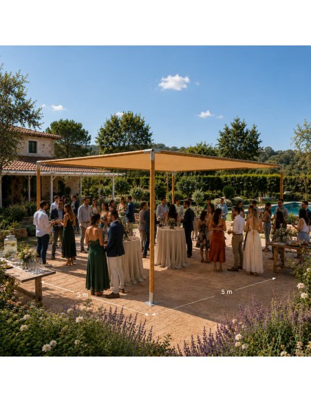Pérgola Modular de Madera y Tela Portátil