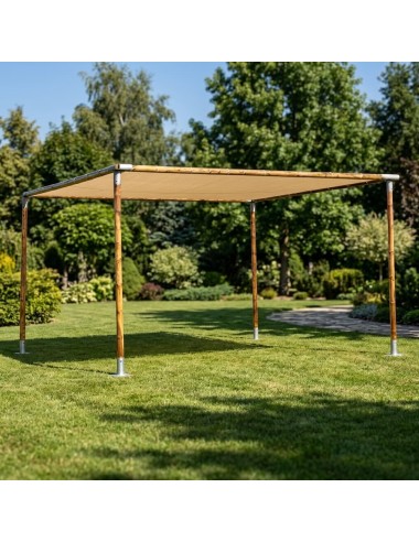 Pérgola Modular de Madera y Tela Portátil