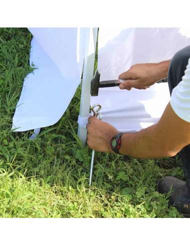 Carpa plegable 3x3 sin laterales montaje de sujeción al suelo