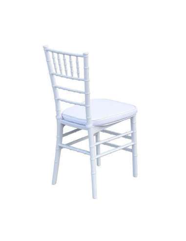 Silla palillera blanca con cojín vista trasera