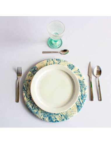 Bajoplato de Madera con Funda Estilo Cartujano Verde