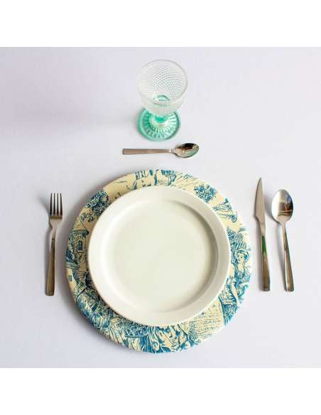 Bajoplato de Madera con Funda Estilo Cartujano Verde