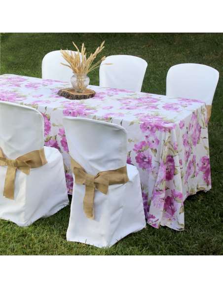 Lazo yute con mesa mantel estampado