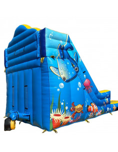 Tobogán acuático hinchable Mundo Marino, vista frontal. 2