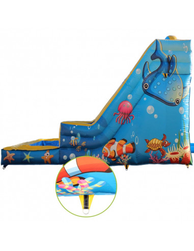 Tobogán acuático hinchable Mundo Marino, vista lateral.