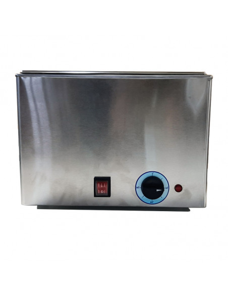 Baño María de acero inoxidable con cubetas GN3 1/3, vista frontal