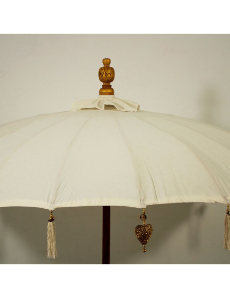 Sombrilla Balinesa en tela y madera con base