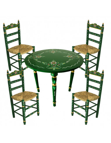 Pack de mesa e quatro cadeiras verde Sevillanas