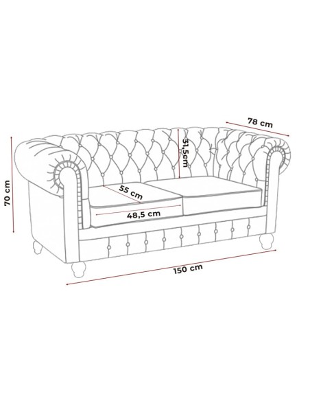 Sofá Chesterfield 2 lugares