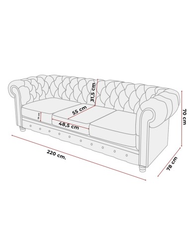 Sofá Chesterfield 3 Lugares