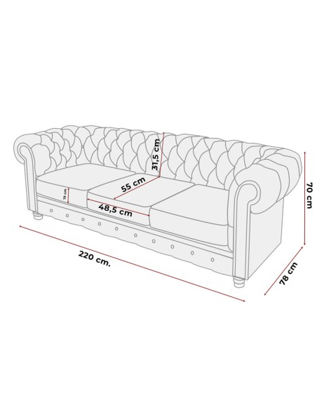 Sofá Chesterfield 3 Lugares