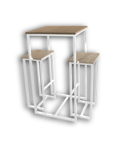 Mesa Alta Troya com 2 Bancos cor Branco