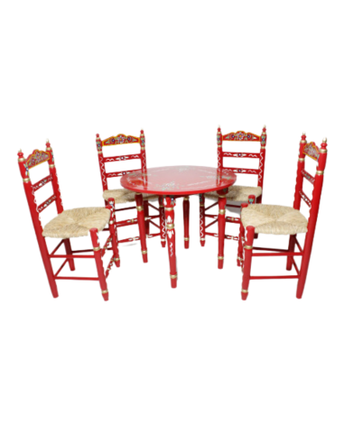Pack de Mesa e quatro Cadeiras Sevilhanas vermelho