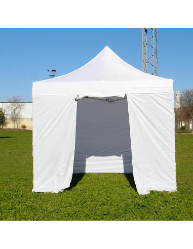 Carpa Plegable 3x3 Premium montada con laterales lateral puerta