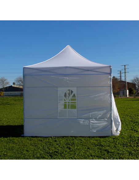 Carpa Plegable 3x3 Premium montada con laterales lateral con ventana