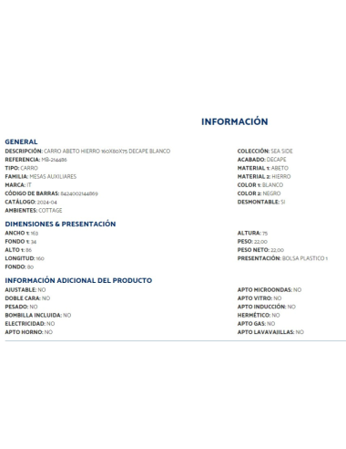 Carro Decapé Blanco 160x80x75