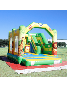 Vista Frontal del Castillo Hinchable Compacto 5x3 con Tobogán (SELVO) 2