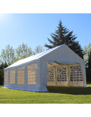 Carpa 4x8 para fiestas pvc vista frontal lateral